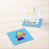 イラストレーションのボクシング。 スクエアペーパーコースター (インサイチュ)