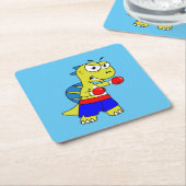 イラストレーションのボクシング。 スクエアペーパーコースター (アングル)