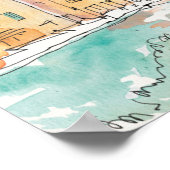 イラストレーションのポロフィノハーバーウィズサイルボート ポスター (角)