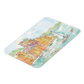 イラストレーションのポロフィノハーバーウィズサイルボート マグネット (左側)