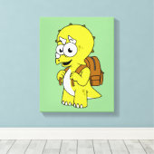 イラストレーションのリュックサックとトリケラトプス。 キャンバスプリント (インサイチュ (ウッドフロア))