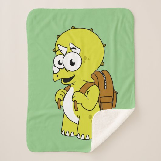 イラストレーションのリュックサックとトリケラトプス。 シェルパブランケット (正面)