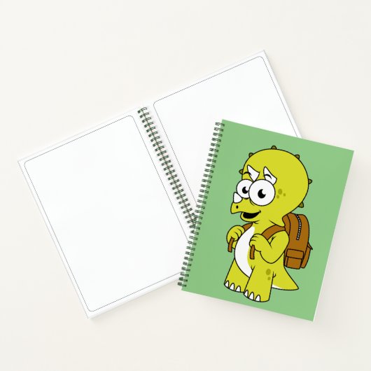 イラストレーションのリュックサックとトリケラトプス。 ノートブック (内部)