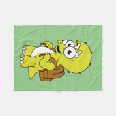 イラストレーションのリュックサックとトリケラトプス。 フリースブランケット (正面(横))