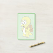 イラストレーションのリュックサックとトリケラトプス。 ポストイット (デスク上)