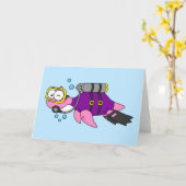 イラストレーションのローチネスのモンスタースキューバダイバー。 カード (黄色い花)