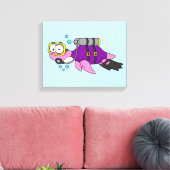 イラストレーションのローチネスのモンスタースキューバダイバー。 キャンバスプリント (インサイチュ (リビング))