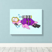 イラストレーションのローチネスのモンスタースキューバダイバー。 キャンバスプリント (インサイチュ (ウッドフロア))