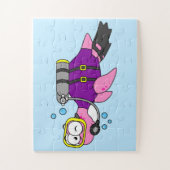 イラストレーションのローチネスのモンスタースキューバダイバー。 ジグソーパズル (縦)