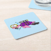 イラストレーションのローチネスのモンスタースキューバダイバー。 スクエアペーパーコースター (アングル)