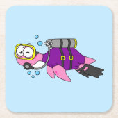 イラストレーションのローチネスのモンスタースキューバダイバー。 スクエアペーパーコースター (正面)