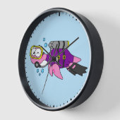 イラストレーションのローチネスのモンスタースキューバダイバー。 壁時計 (傾斜)