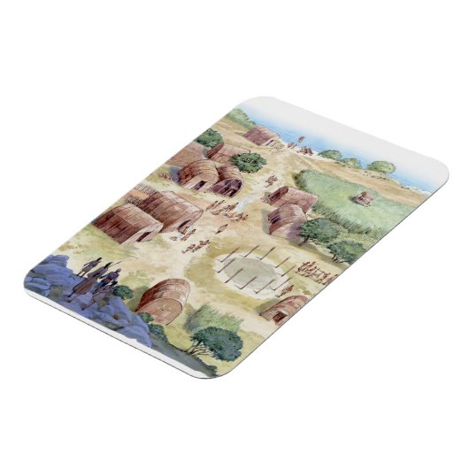 イラストレーションの先住民アメリカンビレッジ マグネット (左側)