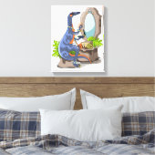 イラストレーションの化粧をしたイグアノドン。 キャンバスプリント (インサイチュ (寝室))