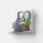 イラストレーションの化粧をしたイグアノドン。 クッション (正面)