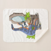 イラストレーションの化粧をしたイグアノドン。 シェルパブランケット (正面(横))