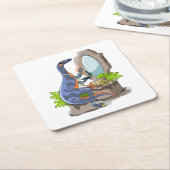 イラストレーションの化粧をしたイグアノドン。 スクエアペーパーコースター (アングル)