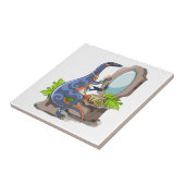 イラストレーションの化粧をしたイグアノドン。 タイル (側面)