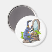 イラストレーションの化粧をしたイグアノドン。 マグネット (正面/裏面)