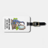 イラストレーションの化粧をしたイグアノドン。 ラゲッジタグ (正面横)