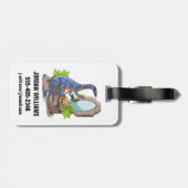 イラストレーションの化粧をしたイグアノドン。 ラゲッジタグ (裏面横)