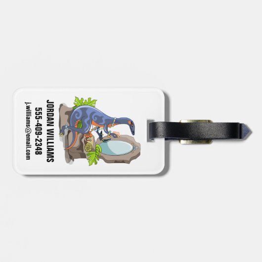 イラストレーションの化粧をしたイグアノドン。 ラゲッジタグ (裏面横)