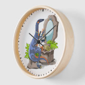 イラストレーションの化粧をしたイグアノドン。 壁時計 (傾斜)