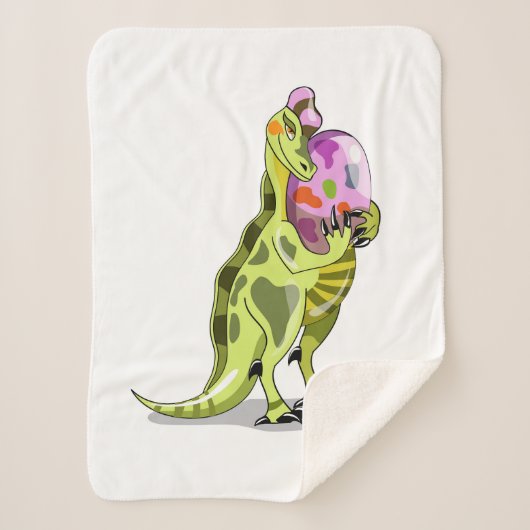 イラストレーションの卵を持つランベオサウルス。 シェルパブランケット (正面)
