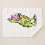 イラストレーションの卵を持つランベオサウルス。 シェルパブランケット (正面(横))