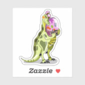 イラストレーションの卵を持つランベオサウルス。 シール (シート)