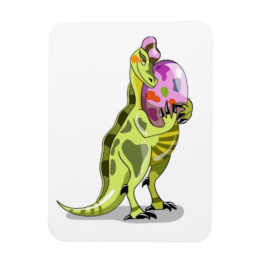 イラストレーションの卵を持つランベオサウルス。 マグネット (縦)