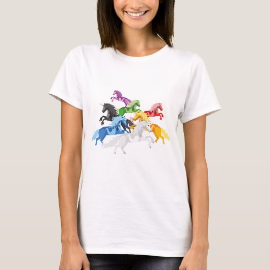 イラストレーションの多彩な野生のユニコーン Tシャツ (正面)