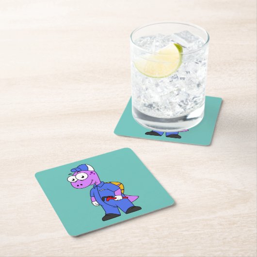 イラストレーションの尖頭配管工。 スクエアペーパーコースター (インサイチュ)