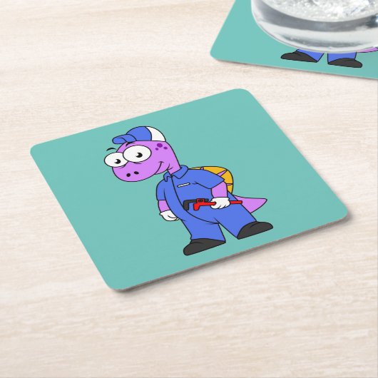 イラストレーションの尖頭配管工。 スクエアペーパーコースター (アングル)