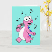 イラストレーションの歌のStegosaurus。 カード (黄色い花)