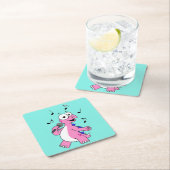 イラストレーションの歌のStegosaurus。 スクエアペーパーコースター (インサイチュ)