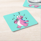 イラストレーションの歌のStegosaurus。 スクエアペーパーコースター (アングル)
