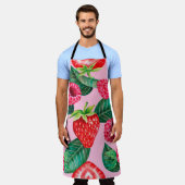 イラストレーションの水彩手描き模様 エプロン (着用した状態)