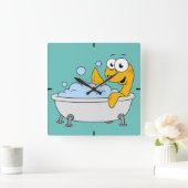 イラストレーションの水浴びローチネスのモンスター。 スクエア壁時計 (ホーム)