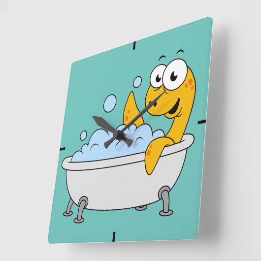 イラストレーションの水浴びローチネスのモンスター。 スクエア壁時計 (傾斜)