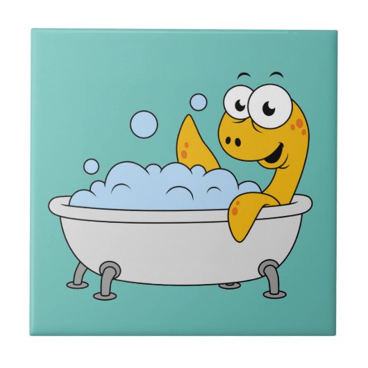 イラストレーションの水浴びローチネスのモンスター。 タイル (正面)