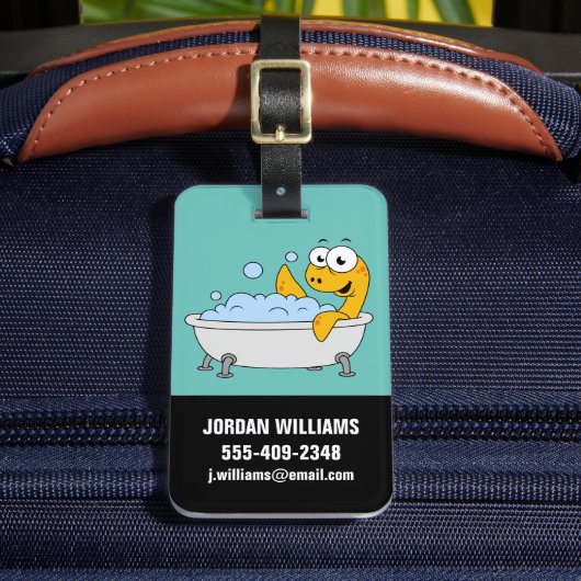 イラストレーションの水浴びローチネスのモンスター。 ラゲッジタグ (正面インサイチュ2)