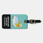 イラストレーションの水浴びローチネスのモンスター。 ラゲッジタグ (正面横)