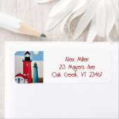 イラストレーションの灯台の海 ラベル (インサイチュ)