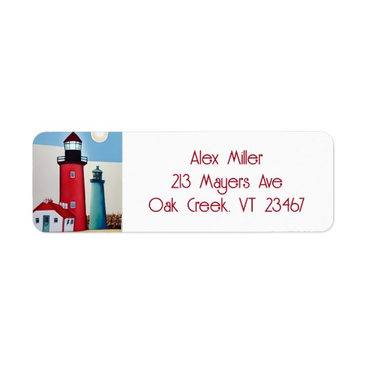 イラストレーションの灯台の海 ラベル (正面)