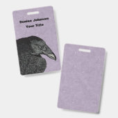 イラストレーションの頭の翼の黒いカラスの紫 バッジ (正面＆裏面)