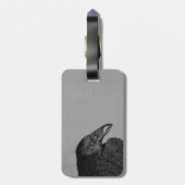 イラストレーションの頭の肩の黒いカラスの灰色 ラゲッジタグ (裏面縦)