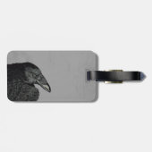 イラストレーションの頭の肩の黒いカラスの灰色 ラゲッジタグ (裏面横)