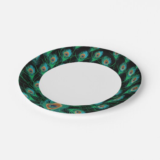 イラストレーションの黒い羽 ペーパープレート (アングル)