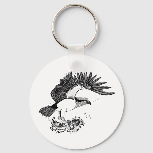 イラストレーションのOsprey onボタンキーリング キーホルダー (正面)